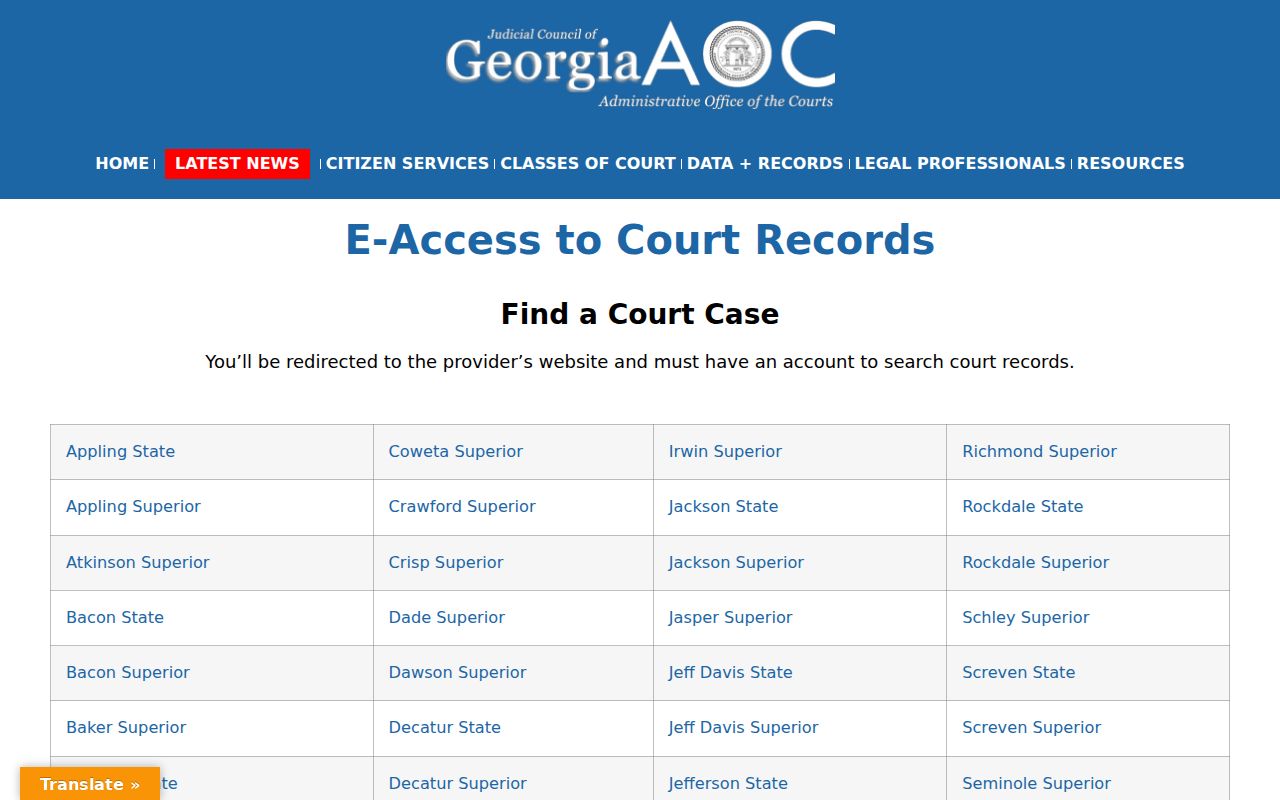 Colquitt County active warrant eAccess route