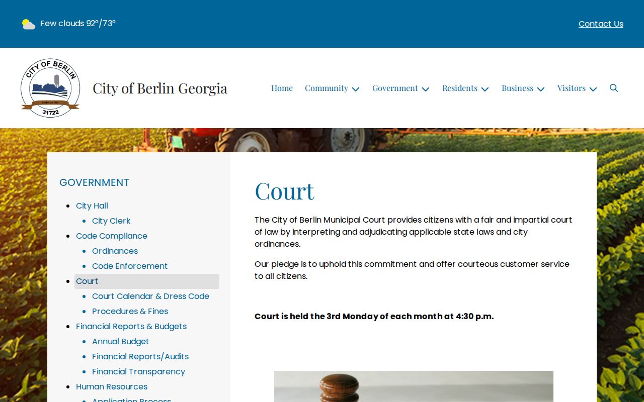 Colquitt County arrest warrant Berlin court