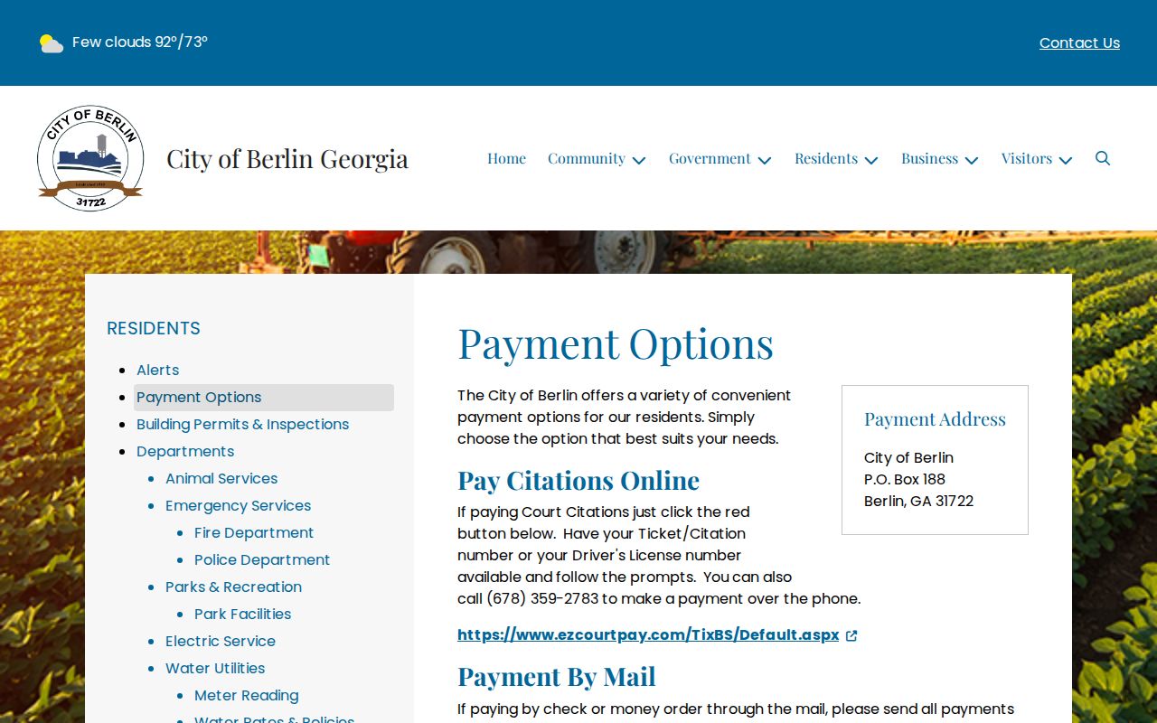 Colquitt County arrest warrant Berlin payment