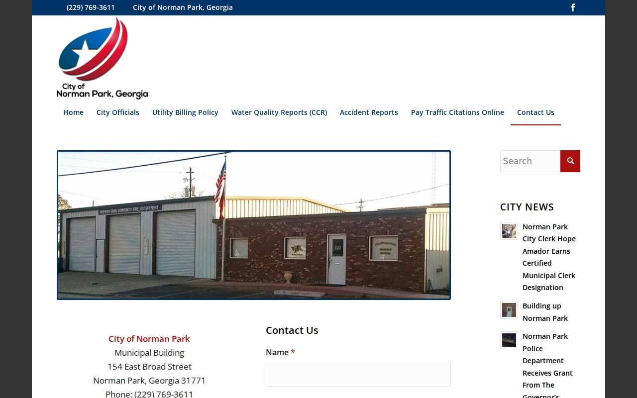 Norman Park warrant records city contact channel