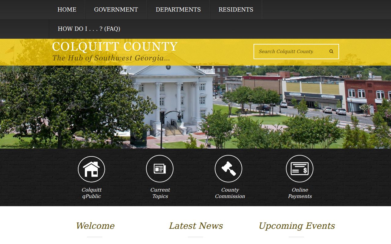 Official Colquitt County government website with court and sheriff navigation